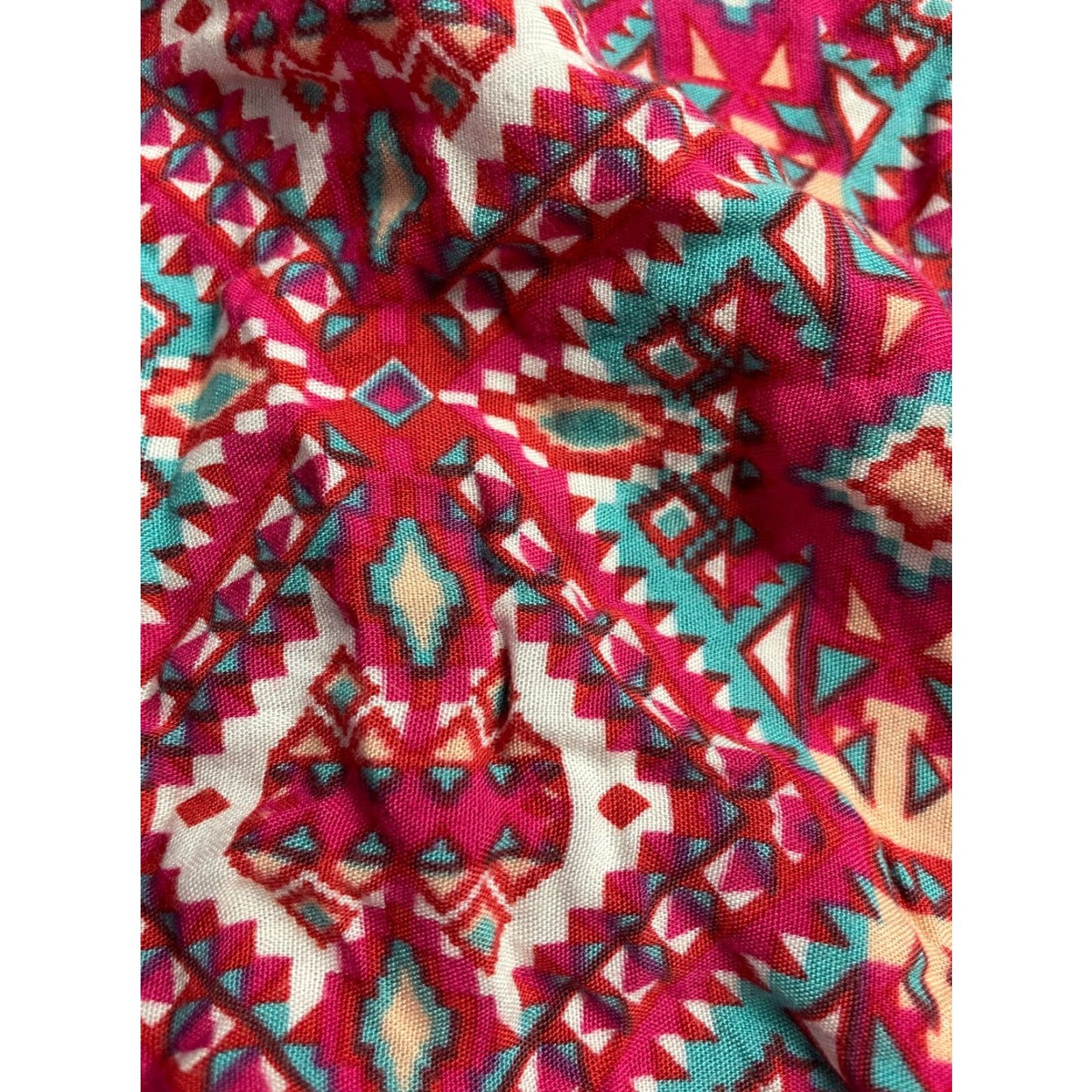 Pinko Santiki Tank Top Women's Small Pink Blue White Geometric Aztec Spaghetti Strap Tank Shirt Size S / US 4 / IT 40 - 3 Thumbnail
