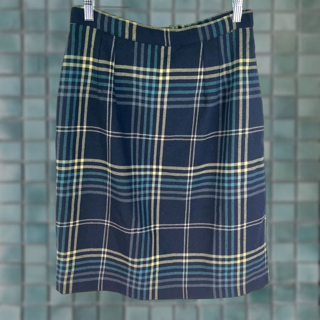 Vintage VINTAGE Jonathan Logan Plaid Skirt Women Size 12 Blue Lined Zip Knee Length 80s 90s Womens Size 34" / US 12 / IT 48 - 1 Thumbnail