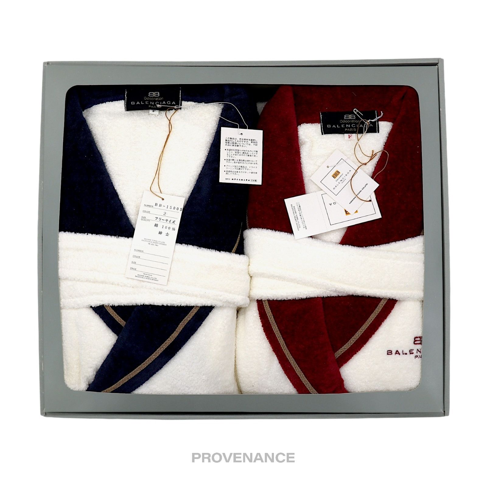 Balenciaga 🔴 Balenciaga BB Logo 2 Box Set Robe - White/Red/Blue Terry Size L / US 10 / IT 46 - 1 Thumbnail