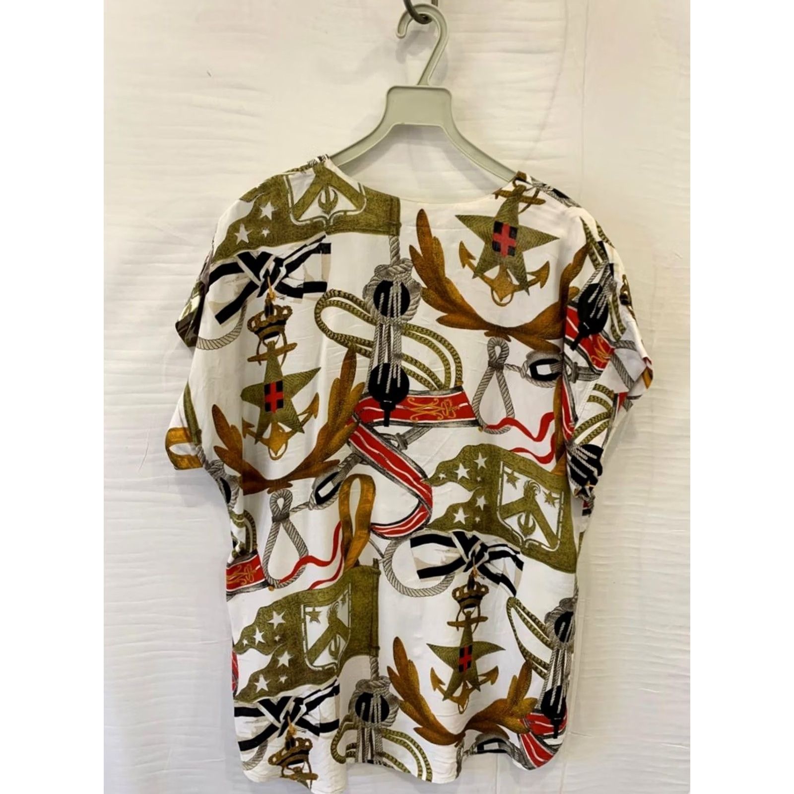 Vintage VINTAGE Valentina Italy Designer Silk Blouse Women’s 2XL Nautical Print Top Size XXL / US 16-18 / IT 52-54 - 5 Thumbnail