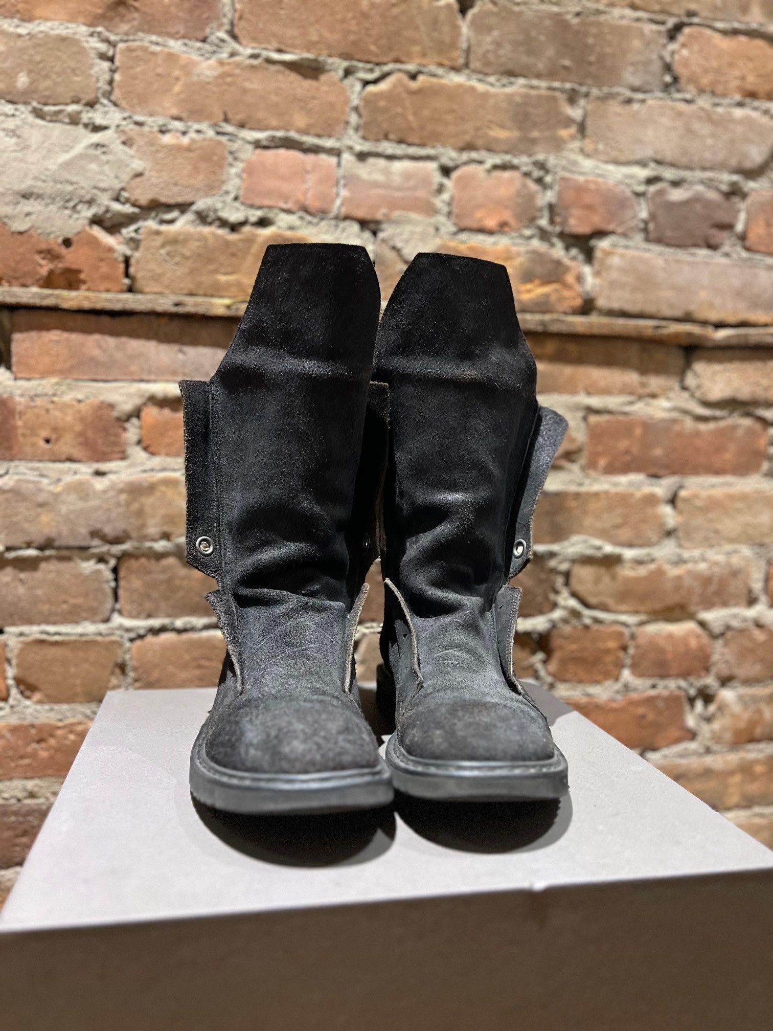 Rick Owens Rick Owens Split-Tongue Boots – Black Roughout Leather Size US 8 / EU 41 - 2 Thumbnail