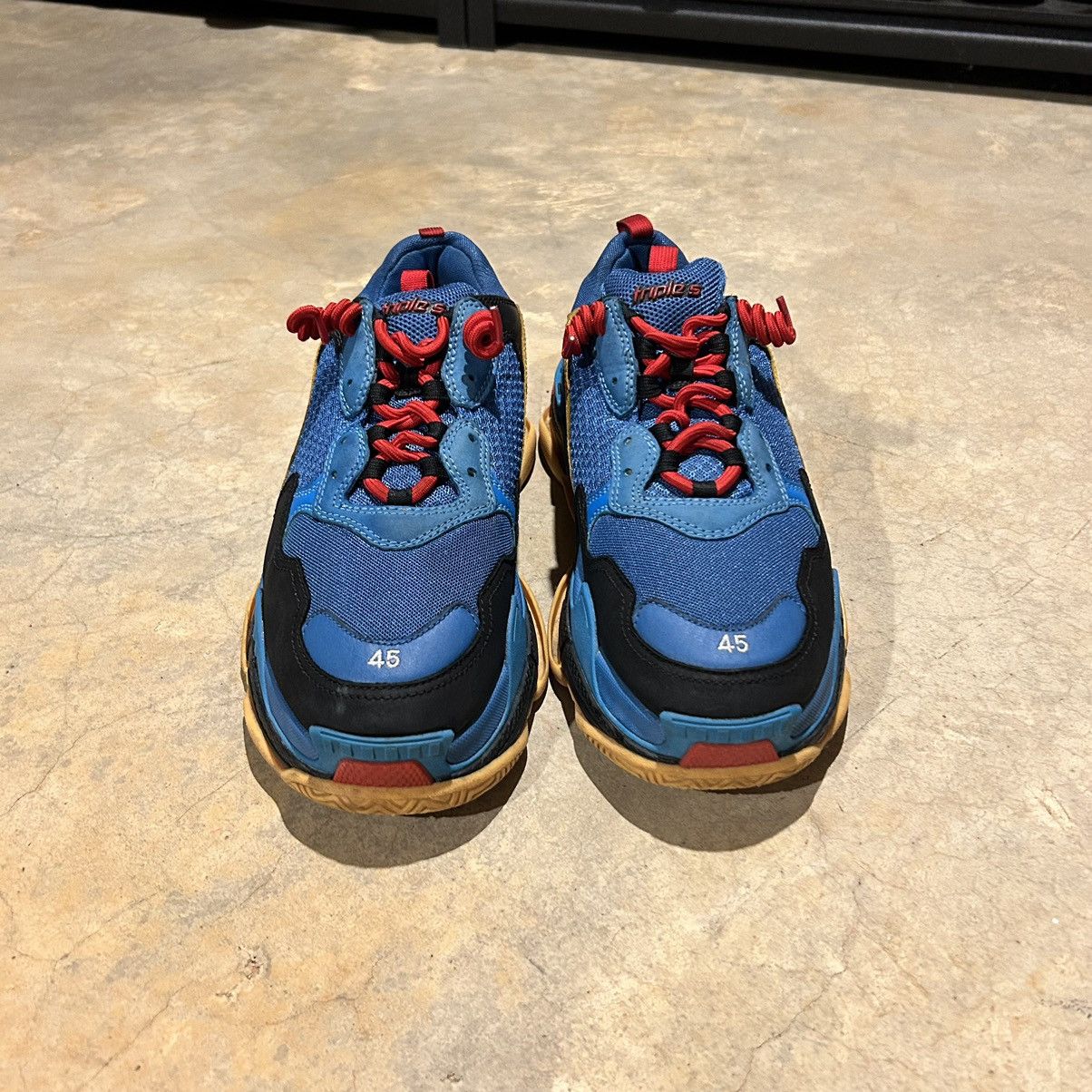 Balenciaga × Designer Balenciaga Triple S Sneaker Blue Orange Red US 12 Size US 12 / EU 45 - 3 Thumbnail
