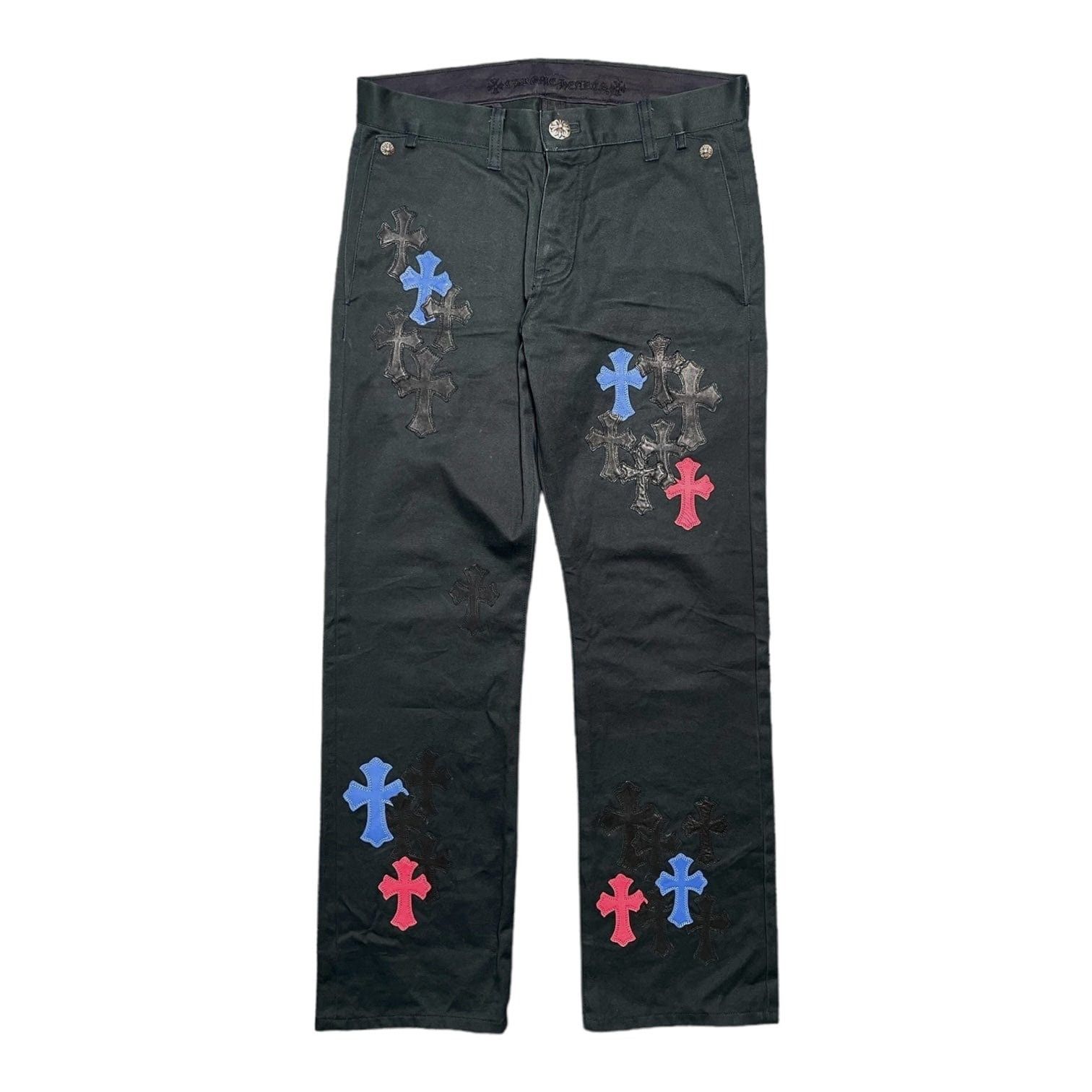 image of Chrome Hearts Chino Pants Black (35 Cross Patch), Men's (Size 31)