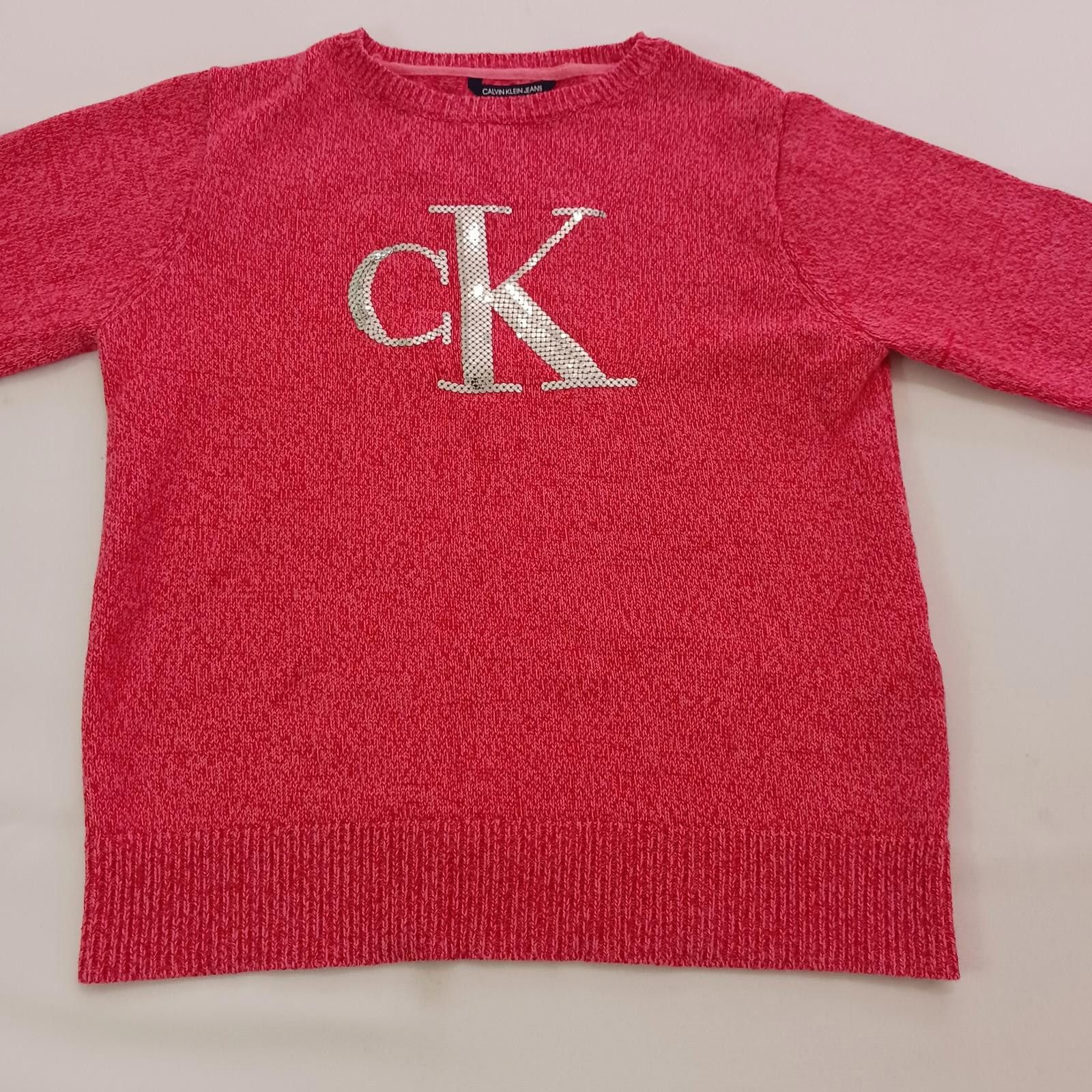 Designer Calvin Klein Jeans Women's Pink Cotton Logo Sweater L(12/14) Size L / US 10 / IT 46 - 9 Thumbnail