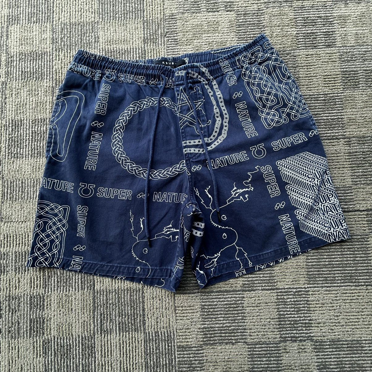 Ksubi KSUBI Navy Blue All Over Print “Super Nature” Shorts Size US 38 / EU 54 - 1 Thumbnail