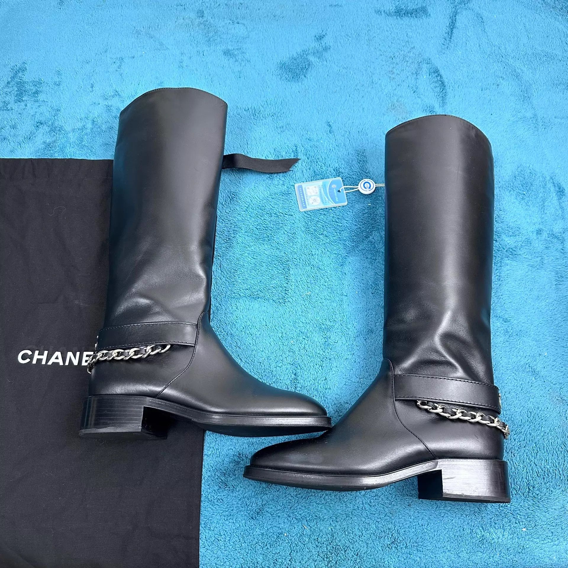 Chanel Chanel 22A Zipper Round Toe Tall Black Boots 38 Size US 7.5 / IT 37.5 - 2 Thumbnail