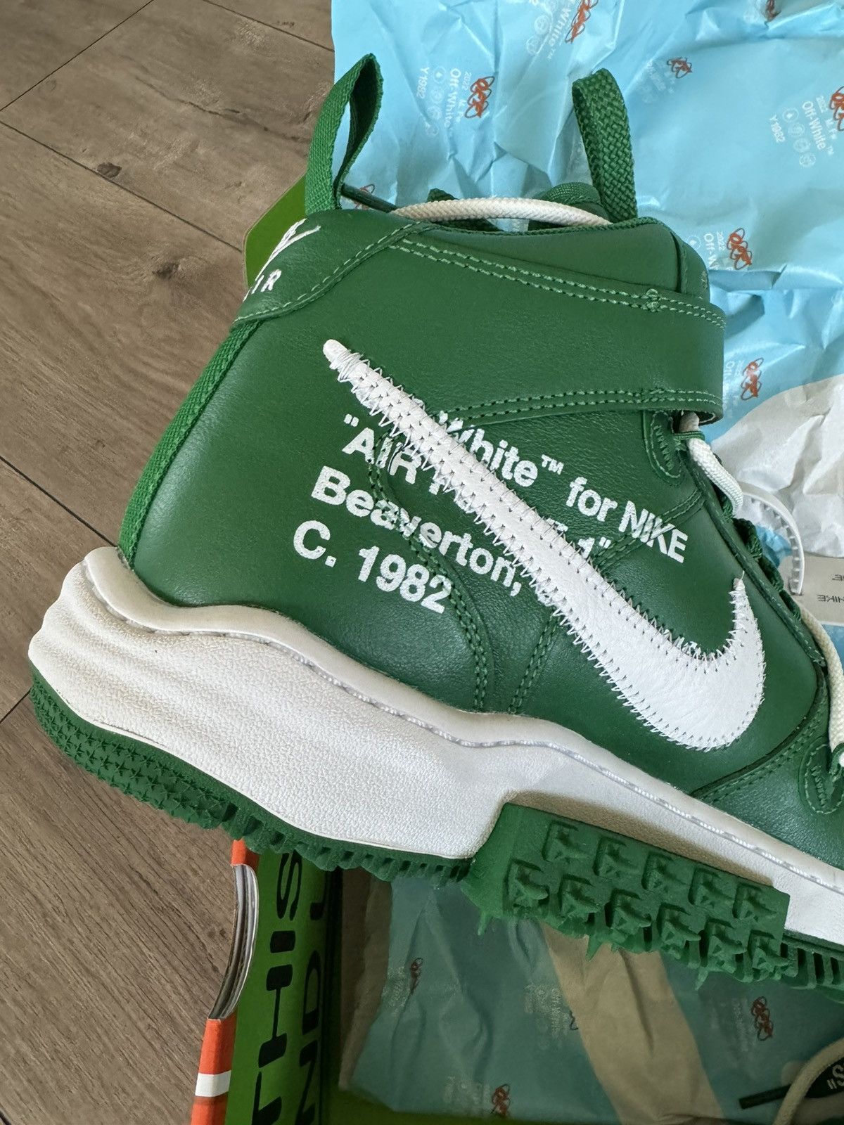 Off-White OFF WHITE x NIKE GREEN LEATHER MIDTOP SP AIRFORCE 1s Size US 10.5 / EU 43-44 - 2 Thumbnail