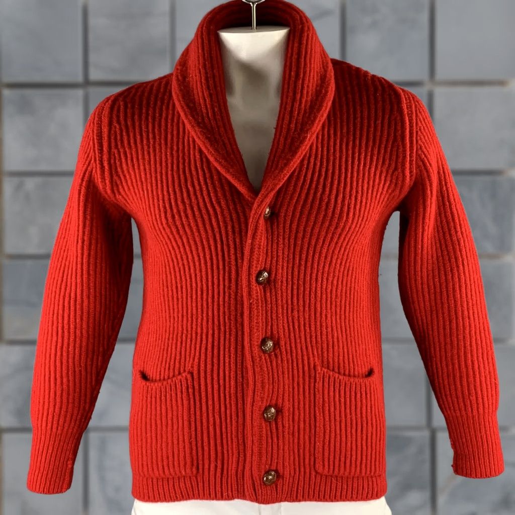 Vintage PRINGLE Shawl Cardigan Knit Wool Red Size L Size US L / EU 52-54 / 3 - 1 Thumbnail