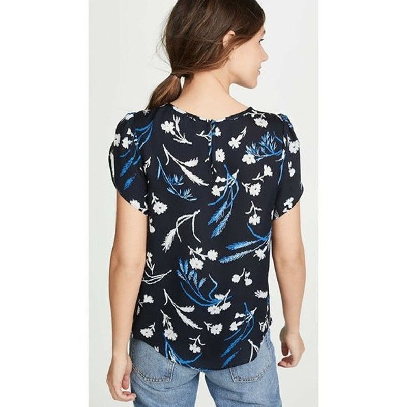 Joie Joie Wira 100% Silk Blue Floral Tulip Sleeve Top Medium Size M / US 6-8 / IT 42-44 - 9 Thumbnail