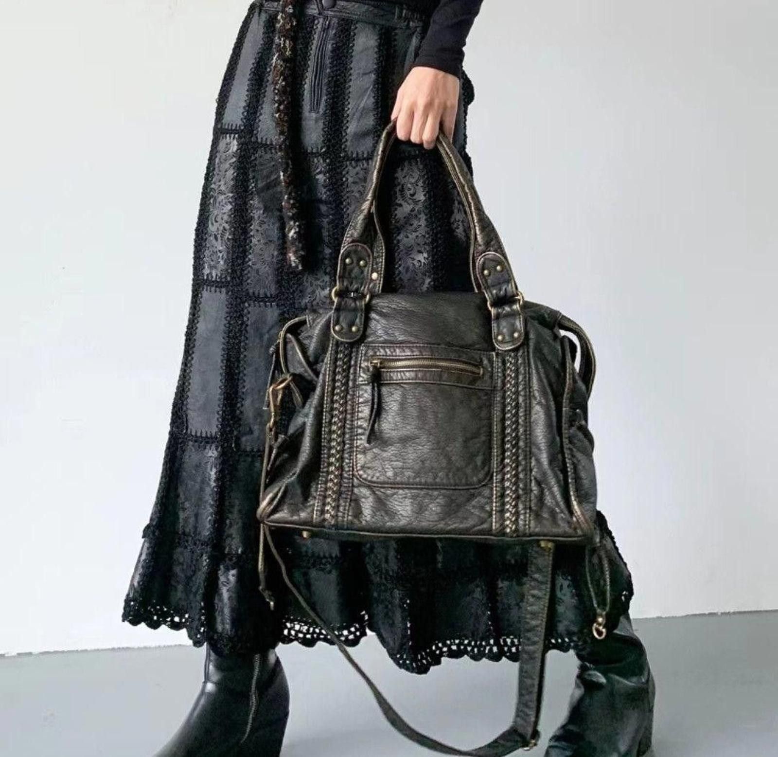 Leather Y2K Girl Vintage Faux Leather Shoulder Carry Bag Hype Size ONE SIZE - 2 Thumbnail