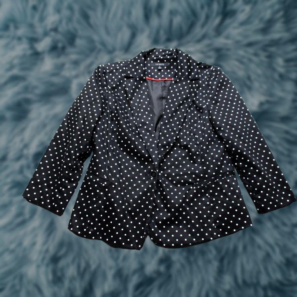 Sandro Sandro Studio Blazer Womens XL Black Polka Dot Button Stretch Jacket Size XL / US 12-14 / IT 48-50 - 1 Thumbnail