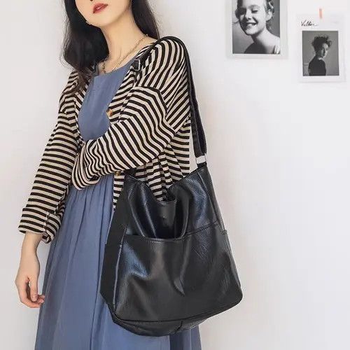 VIBE Black PU Leather Over Shoulder Bag / Messanger Bag Size ONE SIZE - 4 Thumbnail