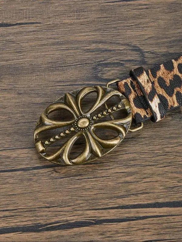 Japanese Brand Hazaki x Mari Y2k Floral Cross Buckle Leopard Belt Size ONE SIZE - 2 Thumbnail