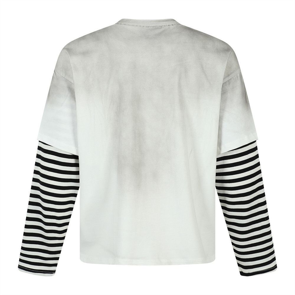 Japanese Brand Men's striped patchwork faux two-piece long-sleeved t-shirt Size US M / EU 48-50 / 2 - 2 Thumbnail