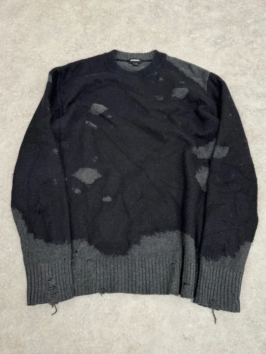 Diesel 2000s Diesel Spiderweb Destroyed Grey Wool Sweater Size US M / EU 48-50 / 2 - 4 Thumbnail