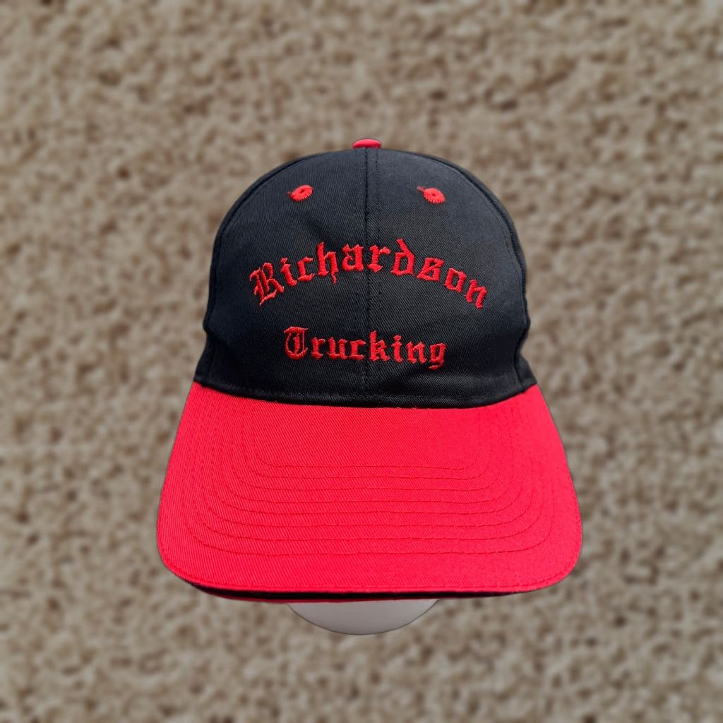 Vintage OTTO Richardson Trucking Hat Cap Strap Back Adult One Size Black Red Poly Blend Baseball Cap Mens Size ONE SIZE - 1 Thumbnail