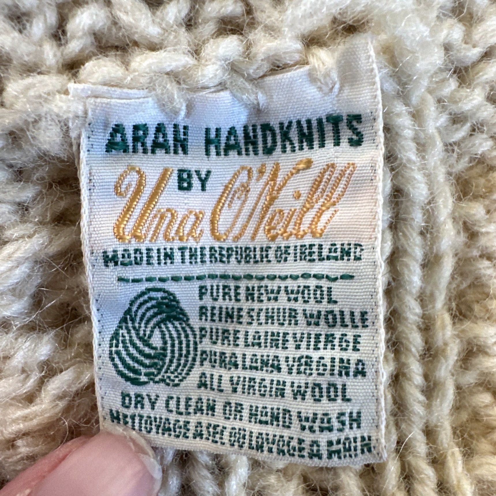 Vintage VINTAGE Aran Handknits Una O’Neil Cardigan Sweater Full Zip Wool Cableknit Pockets Ivory M Womens Size M / US 6-8 / IT 42-44 - 7 Thumbnail