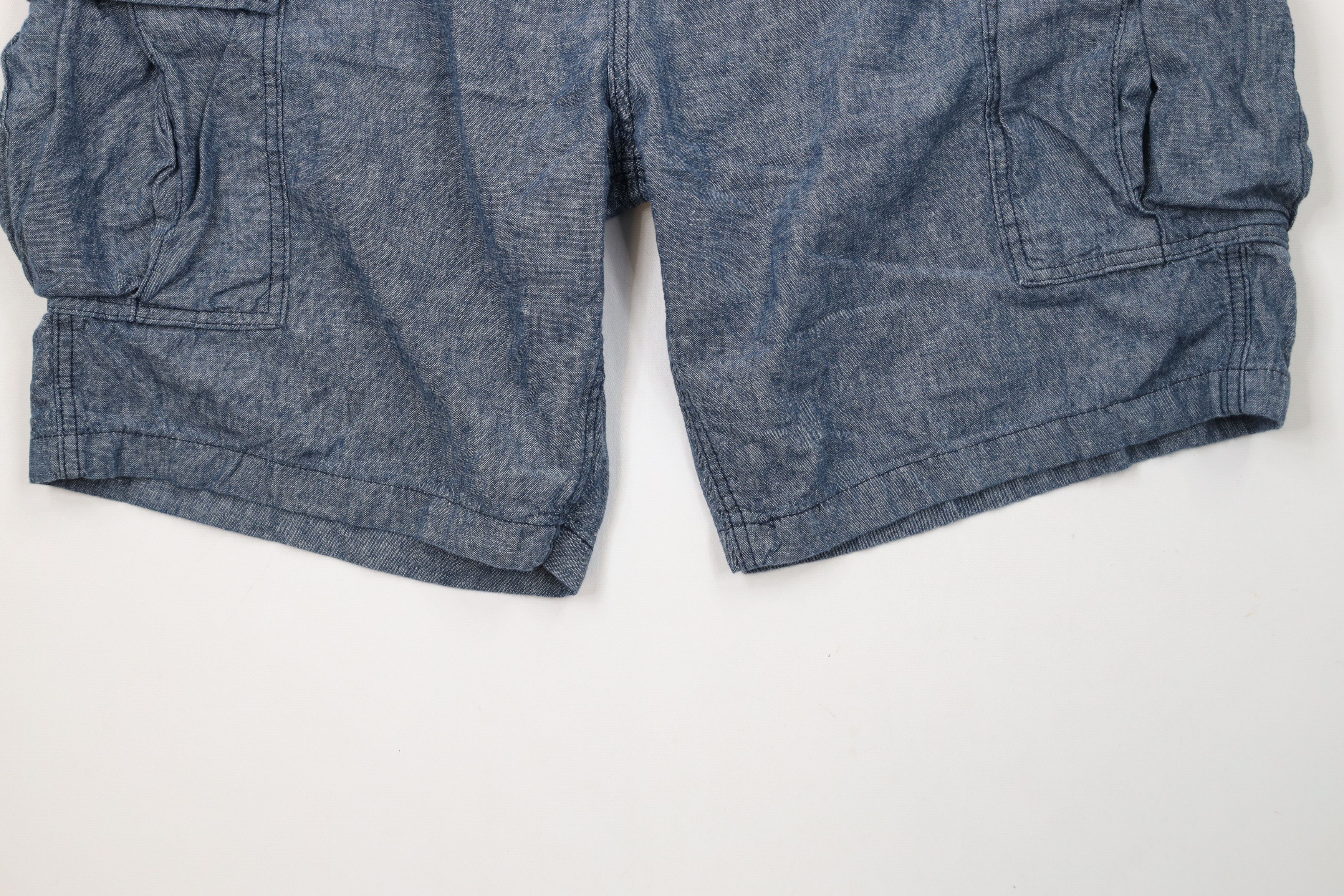 Levi's × Vintage Vintage Y2K Levis Linen Blend Cargo Shorts Chambray Blue Size US 40 / EU 56 - 4 Thumbnail
