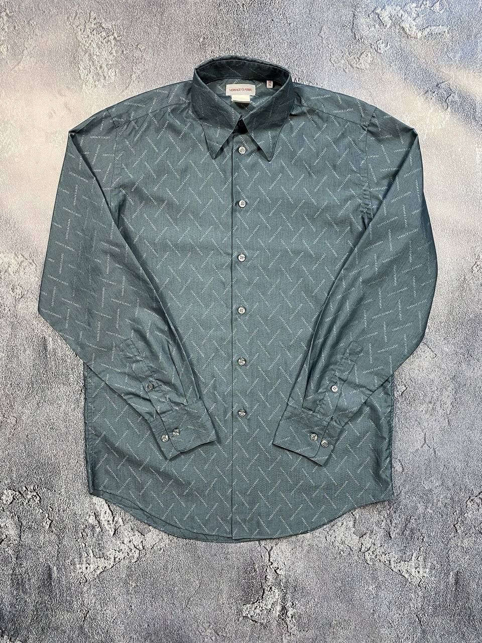 Versace Versace Classic Logo Pattern Shirt Dark Gray Size 38/15 Size US S / EU 44-46 / 1 - 2 Thumbnail