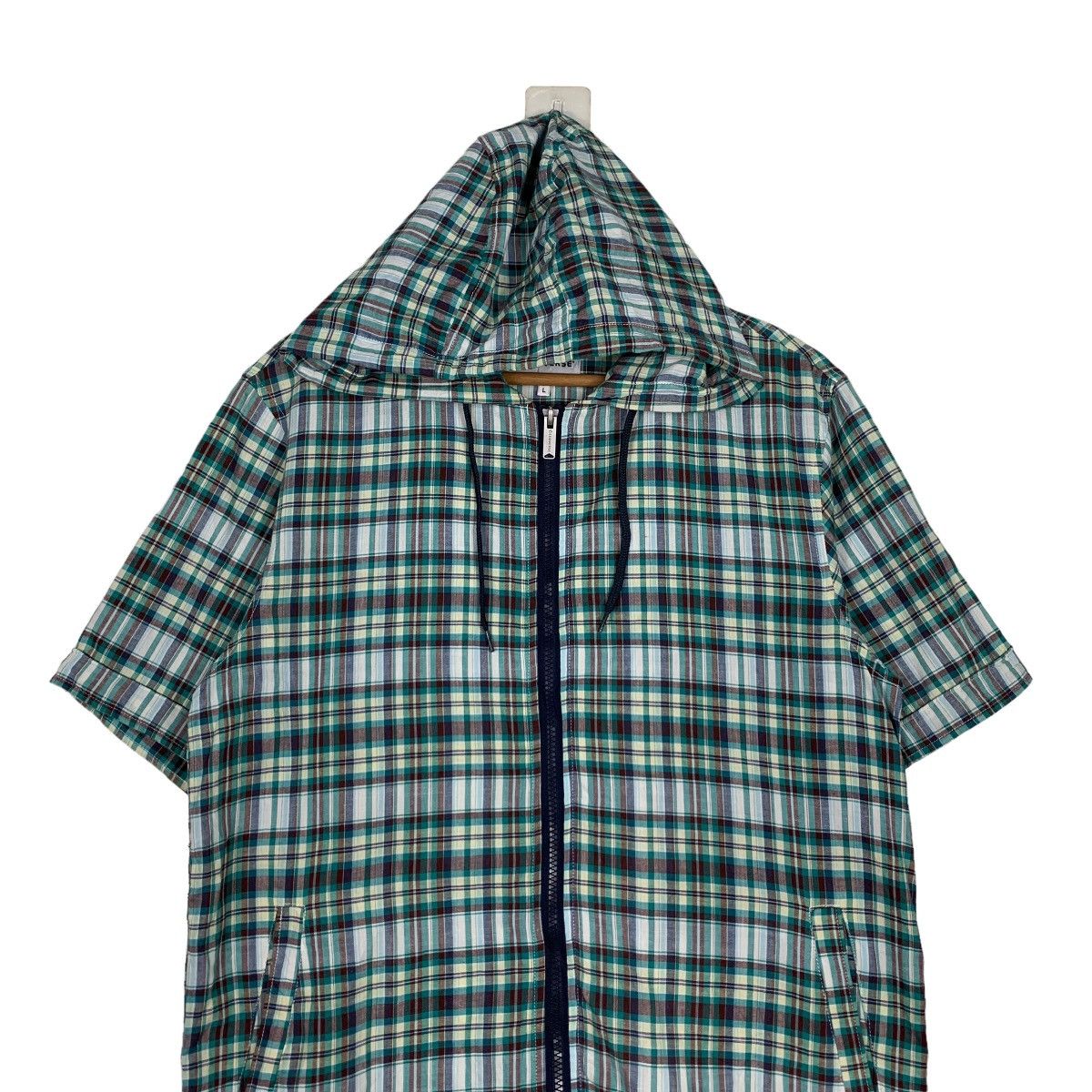 Converse CONVERSE GREEN CHECKED SHORT SLEEVE HOODIES JACKET #0196-C10 Size US L / EU 52-54 / 3 - 3 Thumbnail