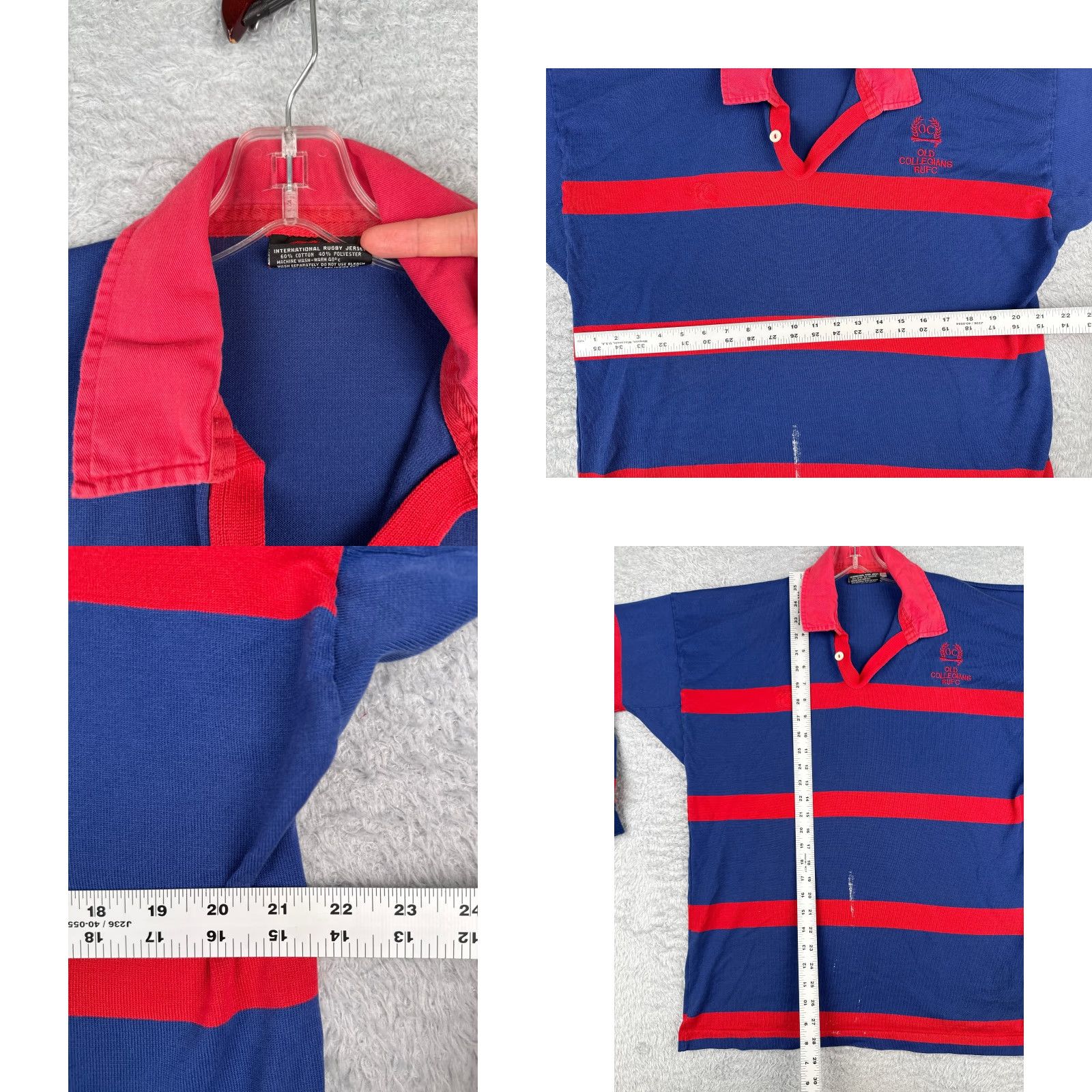 Vintage Canterbury Polo Shirt Men Large Blue Red Cotton Long Sleeve Old Collegians RUFC Size US L / EU 52-54 / 3 - 8 Thumbnail