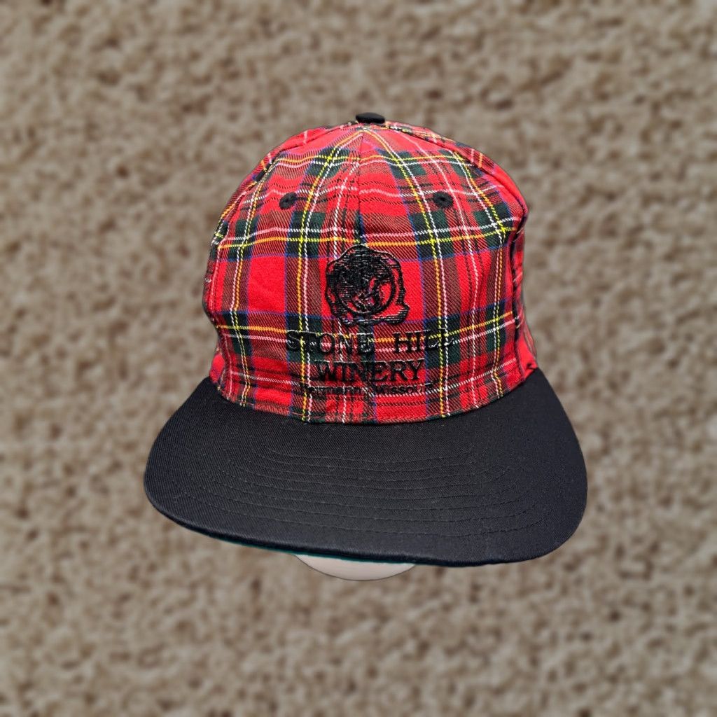 Vintage Nike Stone Hill Winery Missouri's Hat Cap Snap Back Adult One Size Red Plaid Cotton Size ONE SIZE - 1 Thumbnail
