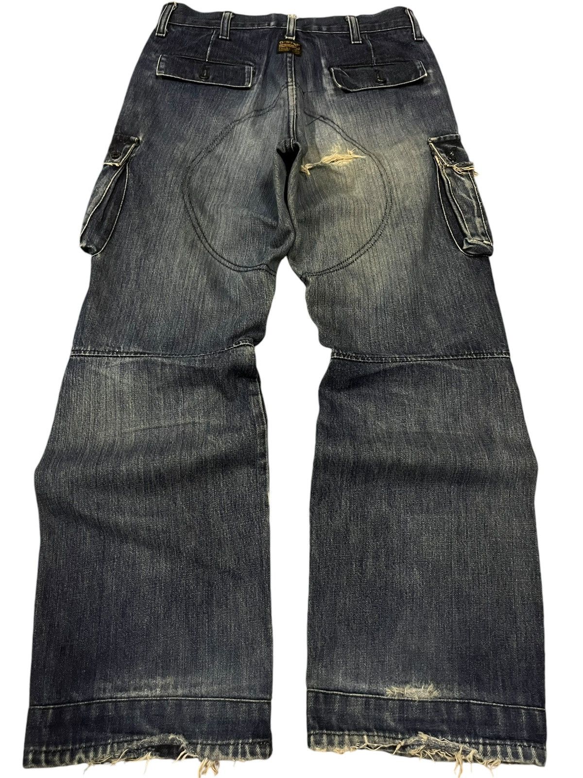 G-Star Vintage G Star Raw Blue Washed Cargo Ripped Distressed Jeans Size US 30 / EU 46 - 2 Thumbnail