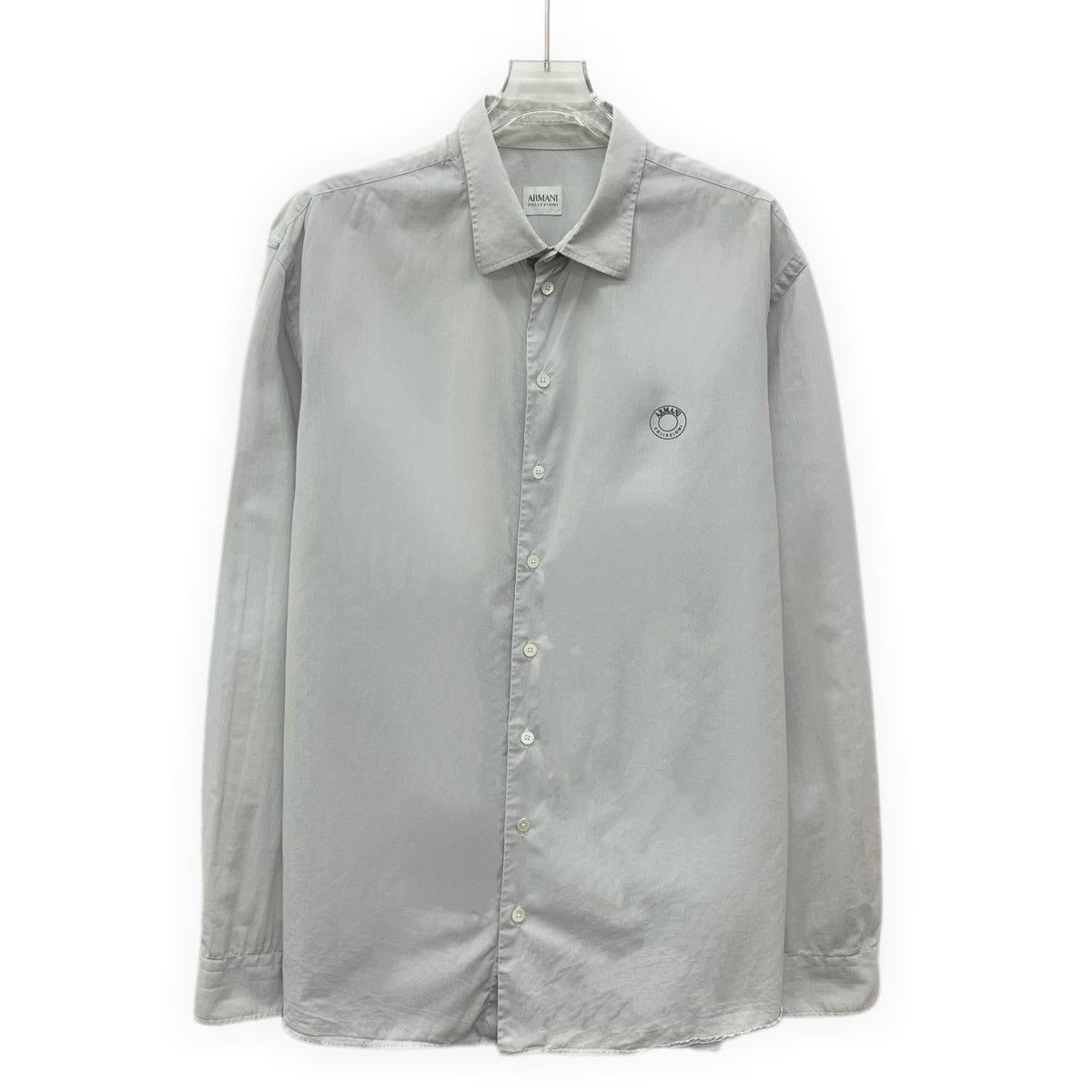 Armani Armani Grey Logo Cotton Collared Long Sleeve Shirt K26WX Size US XL / EU 56 / 4 - 1 Thumbnail