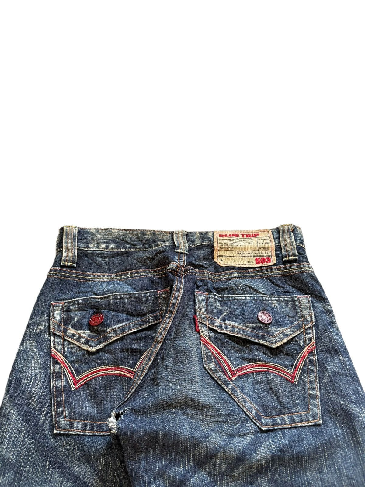 Edwin Vintage Edwin Blue Trip Mud Wash Distress Flare Jeans Size US 30 / EU 46 - 10 Thumbnail