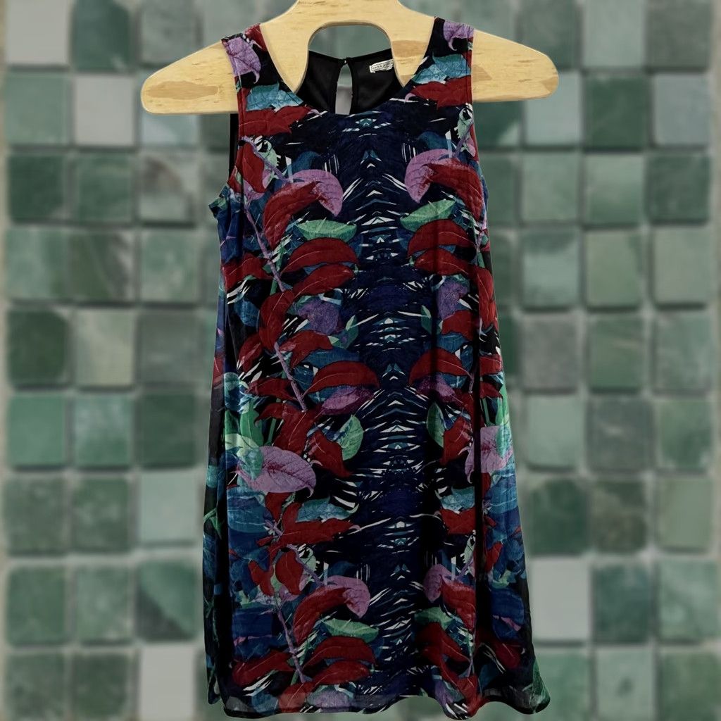 Vintage VINTAGE Dana Buchman Dress Womens Medium Sleeveless A Line Floral Boho Pattern Summer Art Size L / US 10 / IT 46 - 1 Thumbnail
