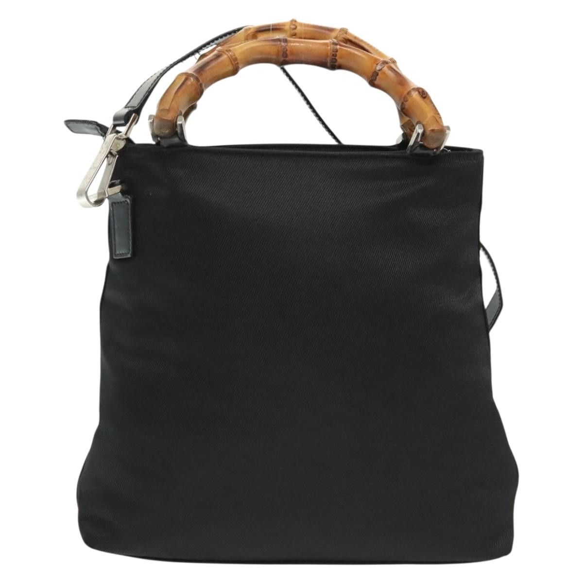 Gucci GUCCI Bamboo Hand Bag Nylon Black Silver 000 2265 000 2265 Size ONE SIZE - 3 Thumbnail