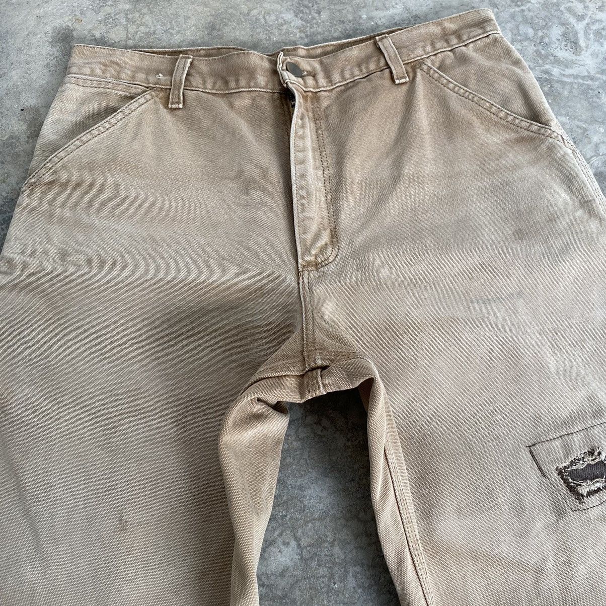 Carhartt Vintage Carhartt Faded Tan Repaired Carpenter Work Pants Size US 32 / EU 48 - 14 Thumbnail