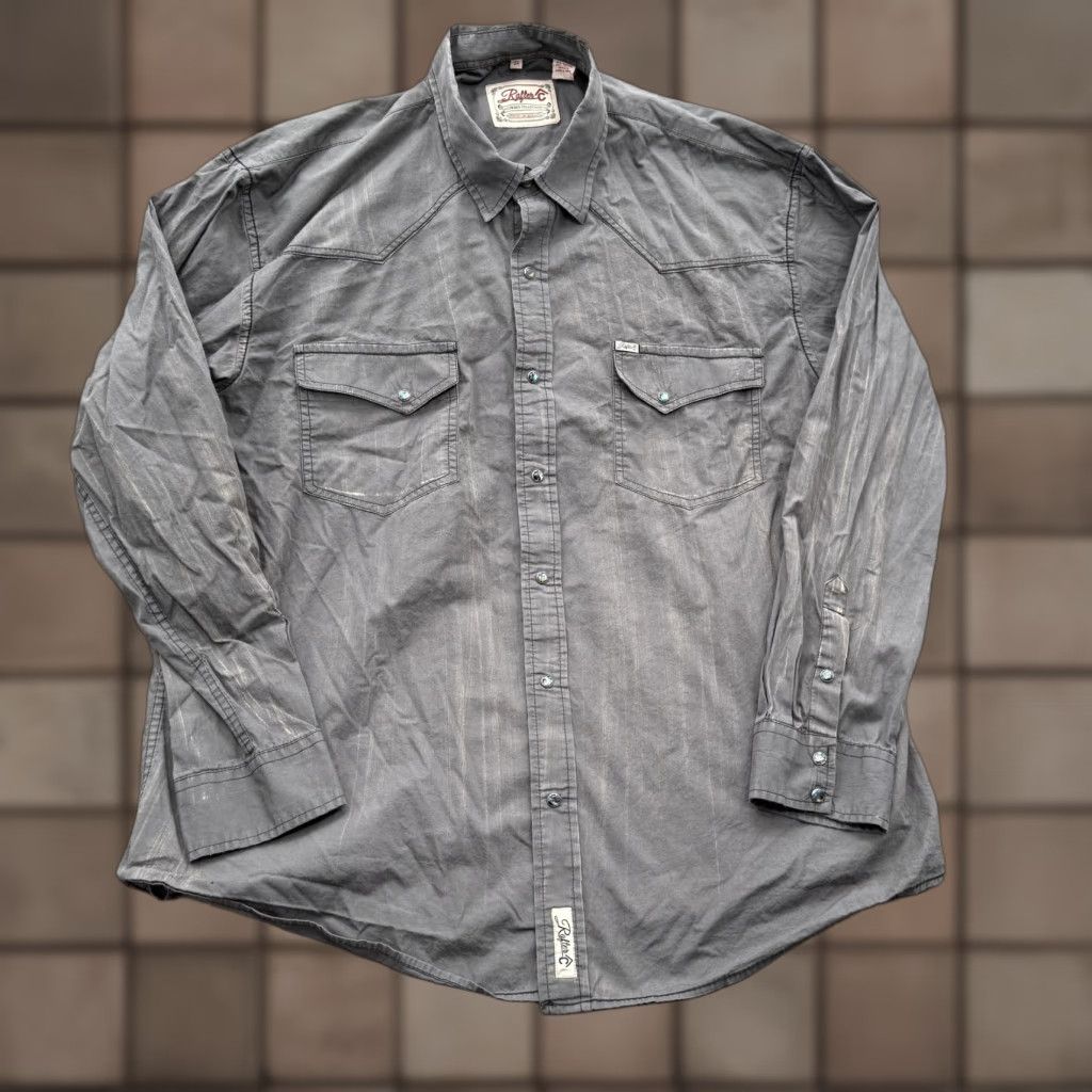 Vintage Rafter C Cowboy Collection Shirt Mens Big 3X Gray Western Snap Long Sleeve Size US XXL / EU 58 / 5 - 1 Thumbnail