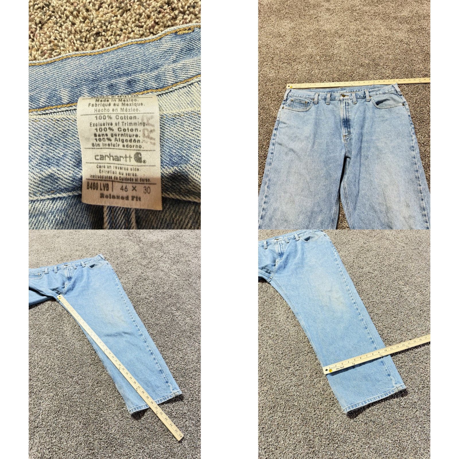 Carhartt Carhartt B460 Jeans Men Blue Denim 46x30 5-Pocket Relaxed Straight 46 30in Distressed Flaw Lot of 2 - Vintage: No Size US 30 / EU 46 - 9 Thumbnail