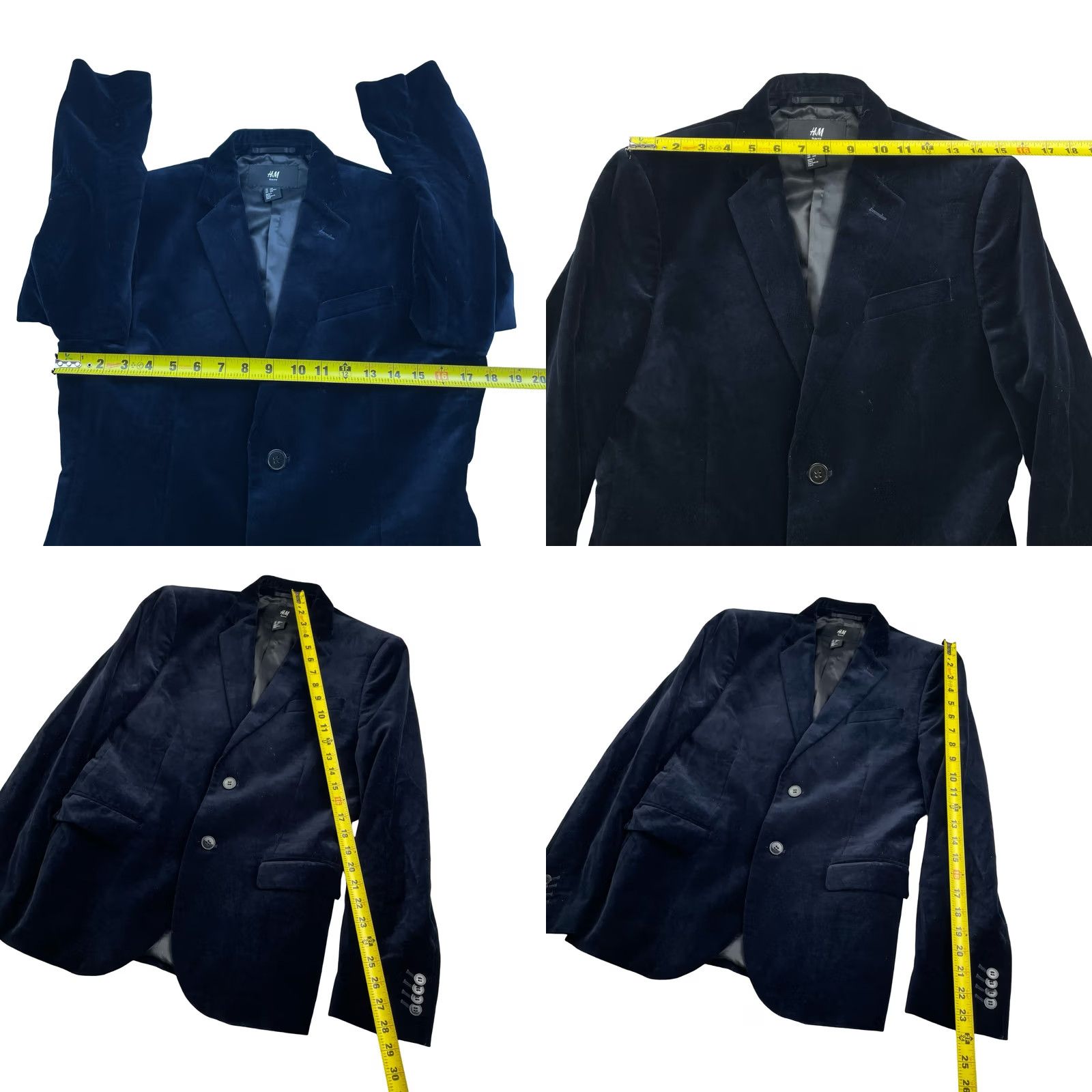 H&M H&M Men’s Velvet/Velour Blazer Navy Blue 100% Cotton Slim Two-Button 34R US Blazer Jacket Mens Vintage: No Size 34R - 8 Thumbnail