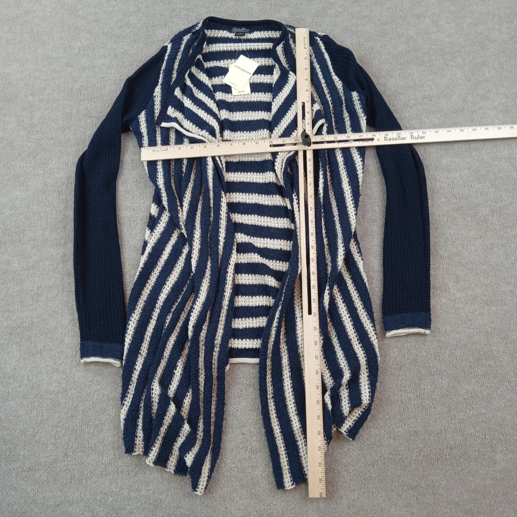 Lucky Brand Lucky Brand Blue Striped Open Front Cardigan Sweater Womens Small Size S / US 4 / IT 40 - 2 Thumbnail