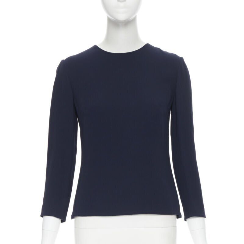 Ralph Lauren RALPH LAUREN Purple Collection navy blue viscose crepe 3/4 sleeve top US0 XS Size XS / US 0-2 / IT 36-38 - 1 Thumbnail