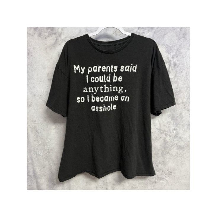 Vintage Vintage Funny Saying T Shirt Mens XL Black Short Sleeve Y2K Size US XL / EU 56 / 4 - 2 Thumbnail