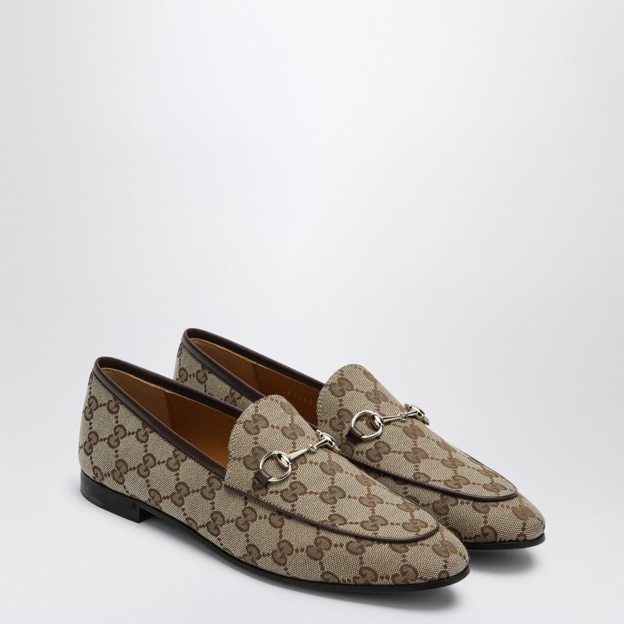 Gucci o1d2blof0824 Jordaan Loafer in Brown & Beige Size US 8 / IT 38 - 2 Thumbnail