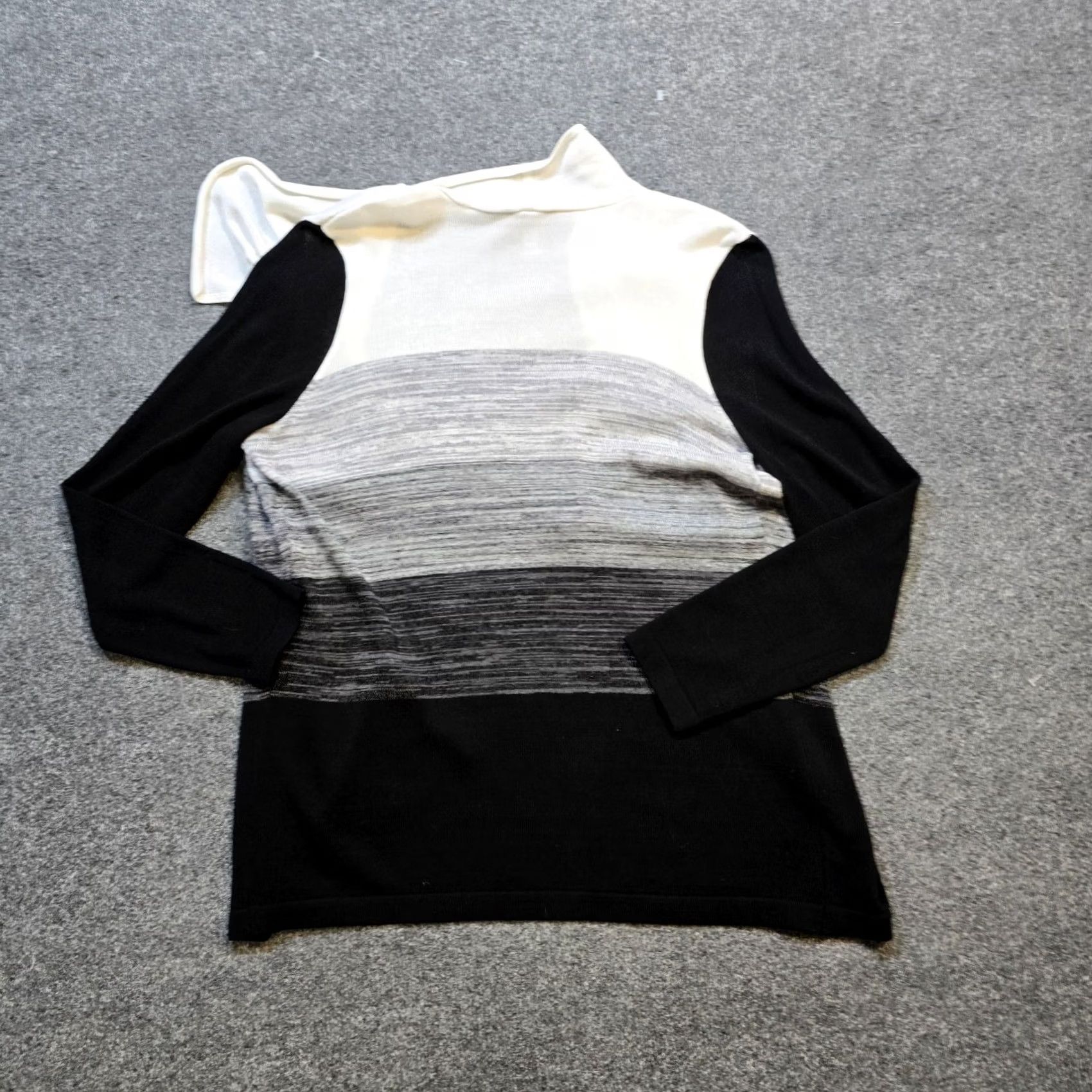 Vintage Chicos Cardigan Cardigan Top Womens L Black White Stripe Open Casual Neutral Knit Linen Knit Open Front Long Sleeve Size L / US 10 / IT 46 - 7 Thumbnail