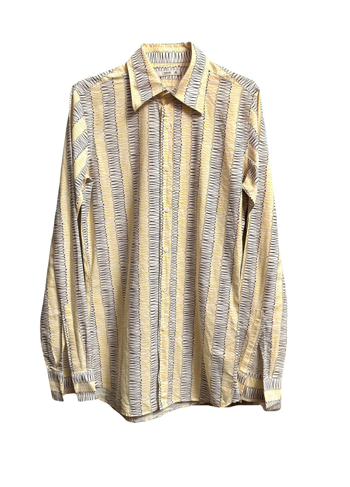 Prada prada vintage yellow printed shirt 39 men Size US S / EU 44-46 / 1 - 1 Thumbnail