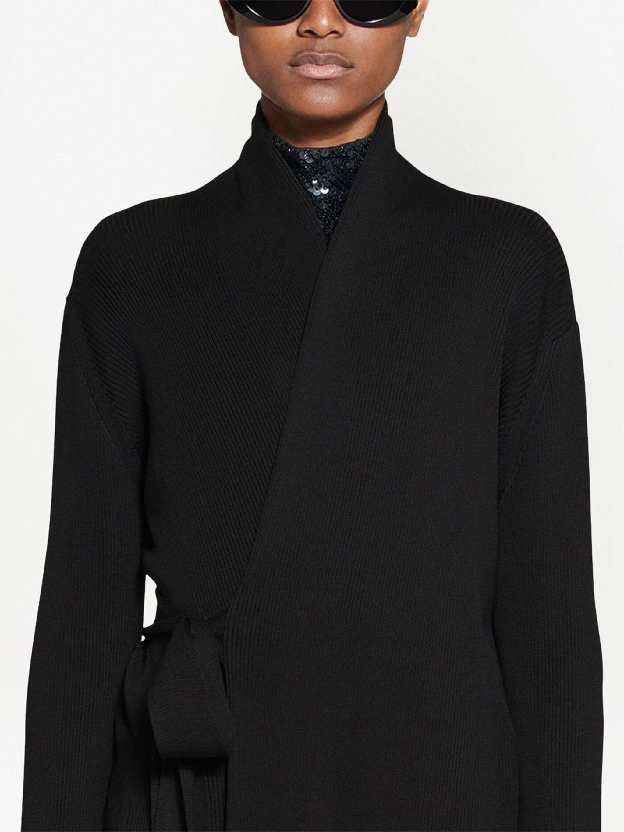 Balenciaga o1mt1gz0824 Wrap Dress in Black Size XL / US 12-14 / IT 48-50 - 4 Thumbnail