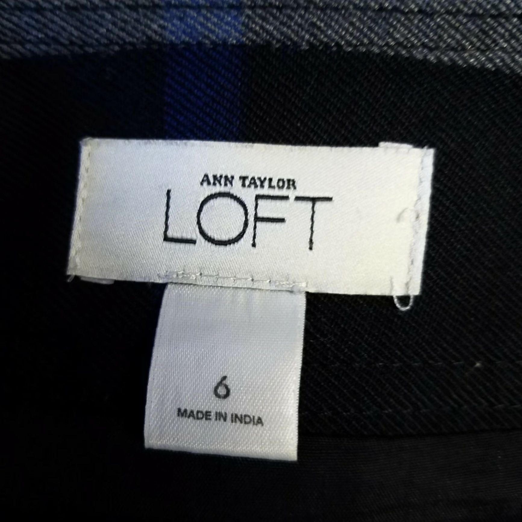 Loft VINTAGE Ann Taylor LOFT Womens Skirt Sz 6 Black Blue Windowpane Lined Size 28" / US 6 / IT 42 - 3 Thumbnail