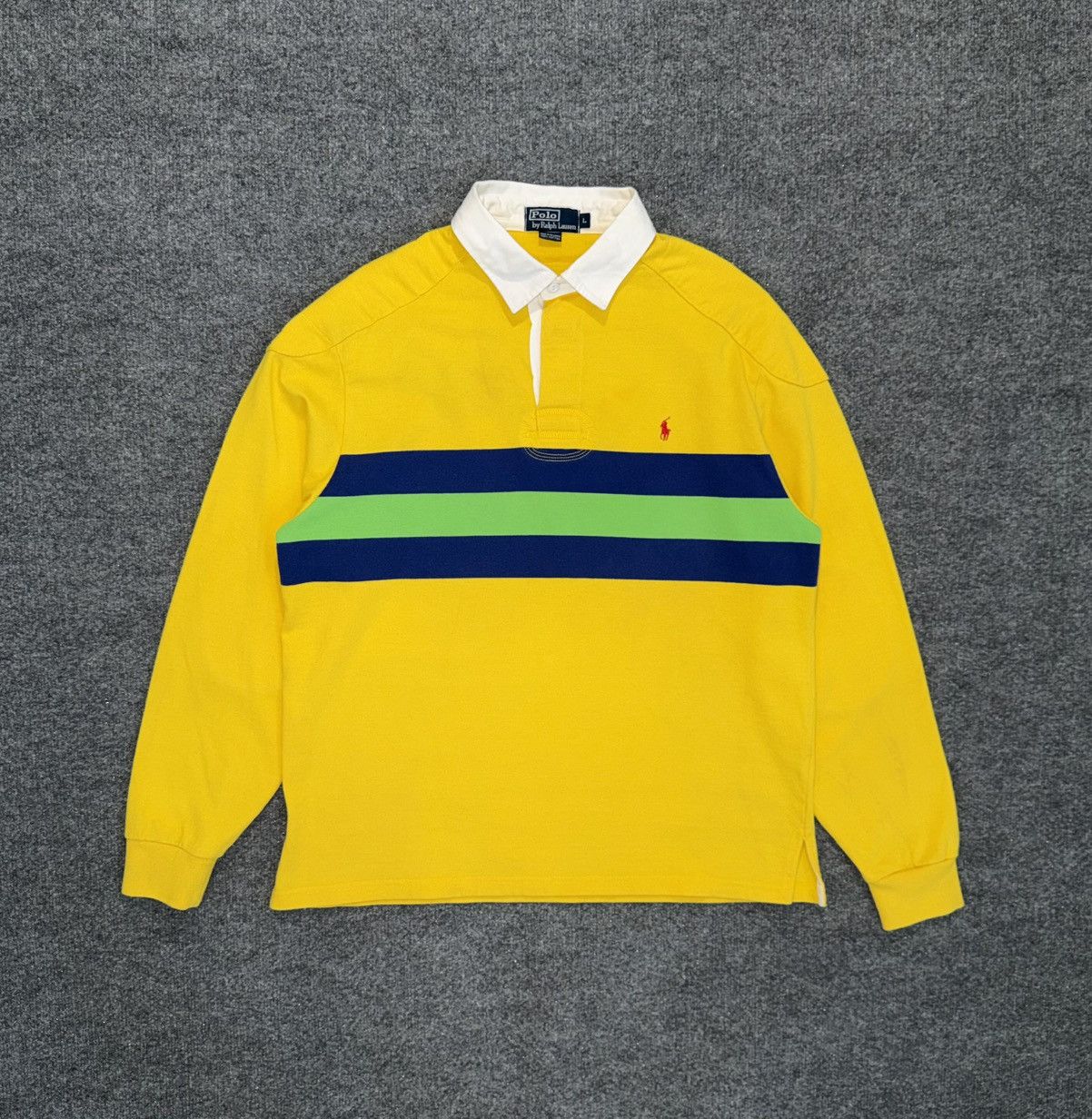 Polo Ralph Lauren Polo Ralph Lauren Yellow Stripe Rugby Shirt L Size US L / EU 52-54 / 3 - 1 Thumbnail