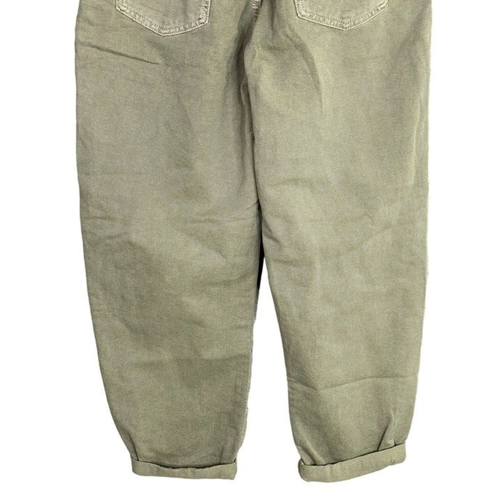 Zara Zara Paper Bag Relaxed Baggy Jeans Pants 29 Khaki Green Size 29" - 12 Preview