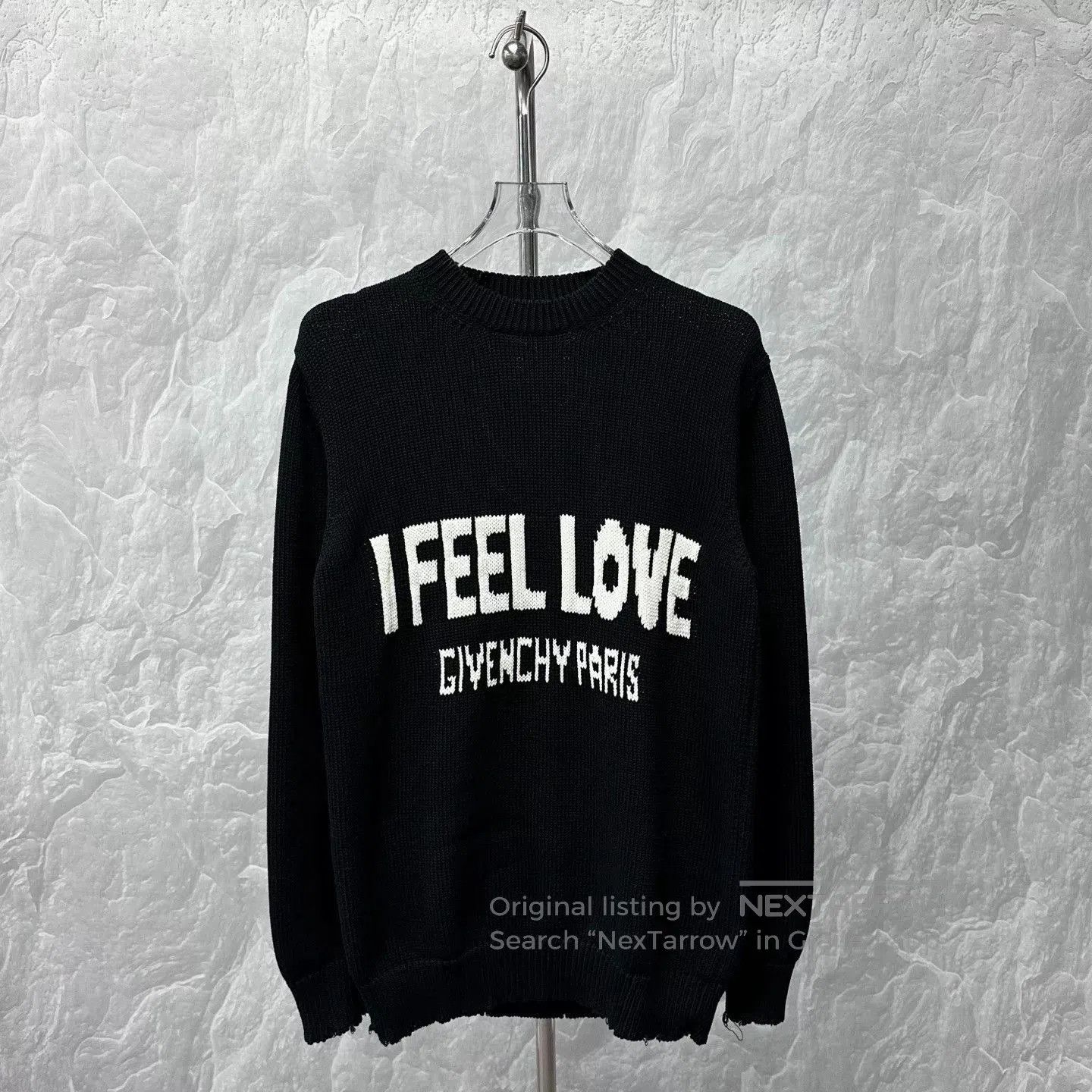 givenchy logo distressed knitted sweater medium.