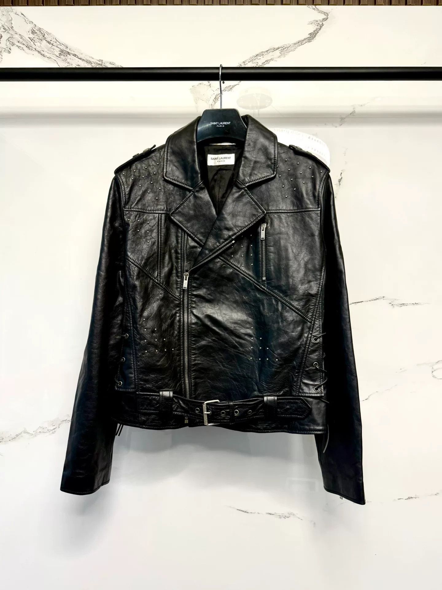 Saint Laurent Paris saint laurent studded black leather jacket Size US S / EU 44-46 / 1 - 1 Thumbnail