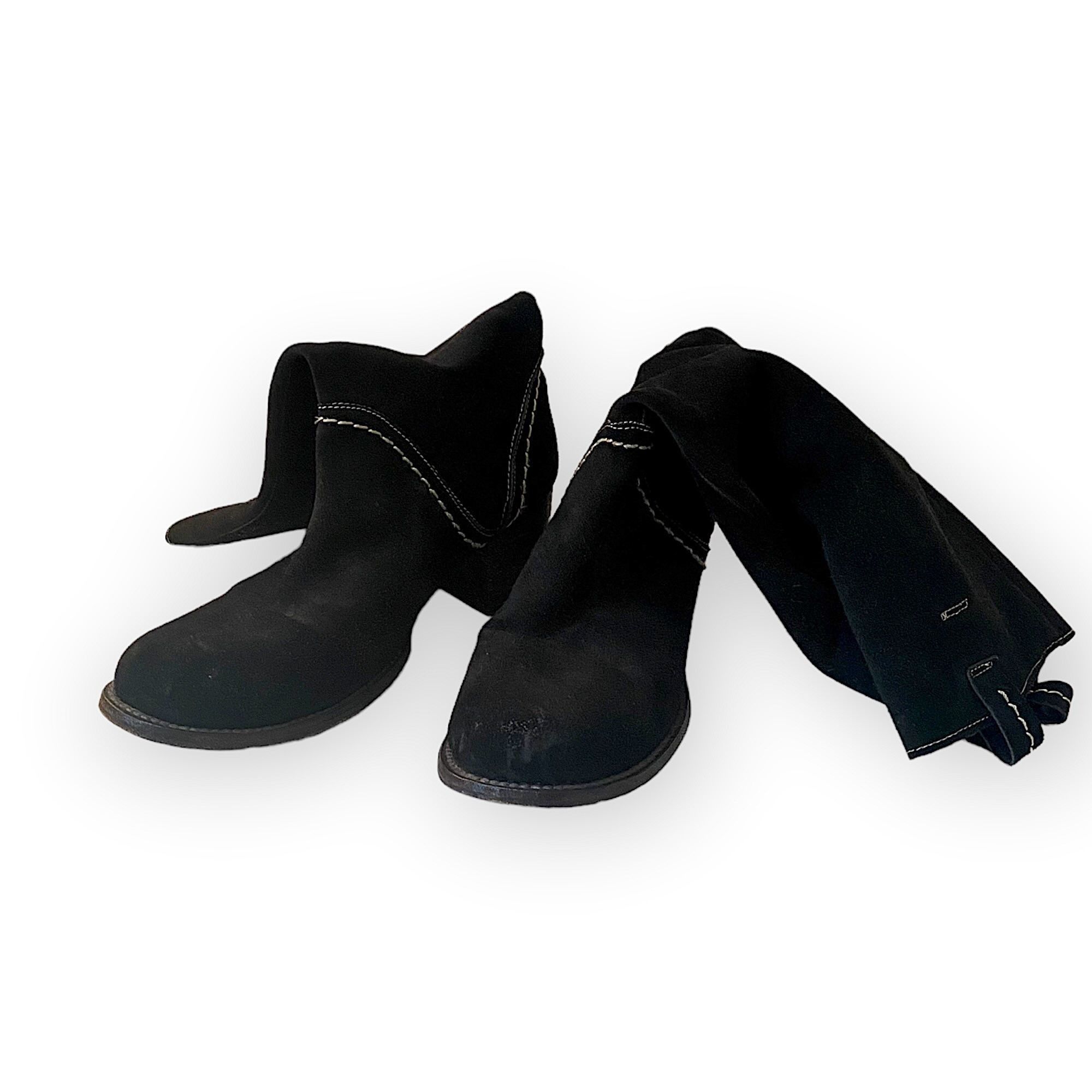 Bed Stu Bed Stu Black Suede Mid Calf Boots, chunky heel, Size 6 Size US 6 / IT 36 - 4 Thumbnail