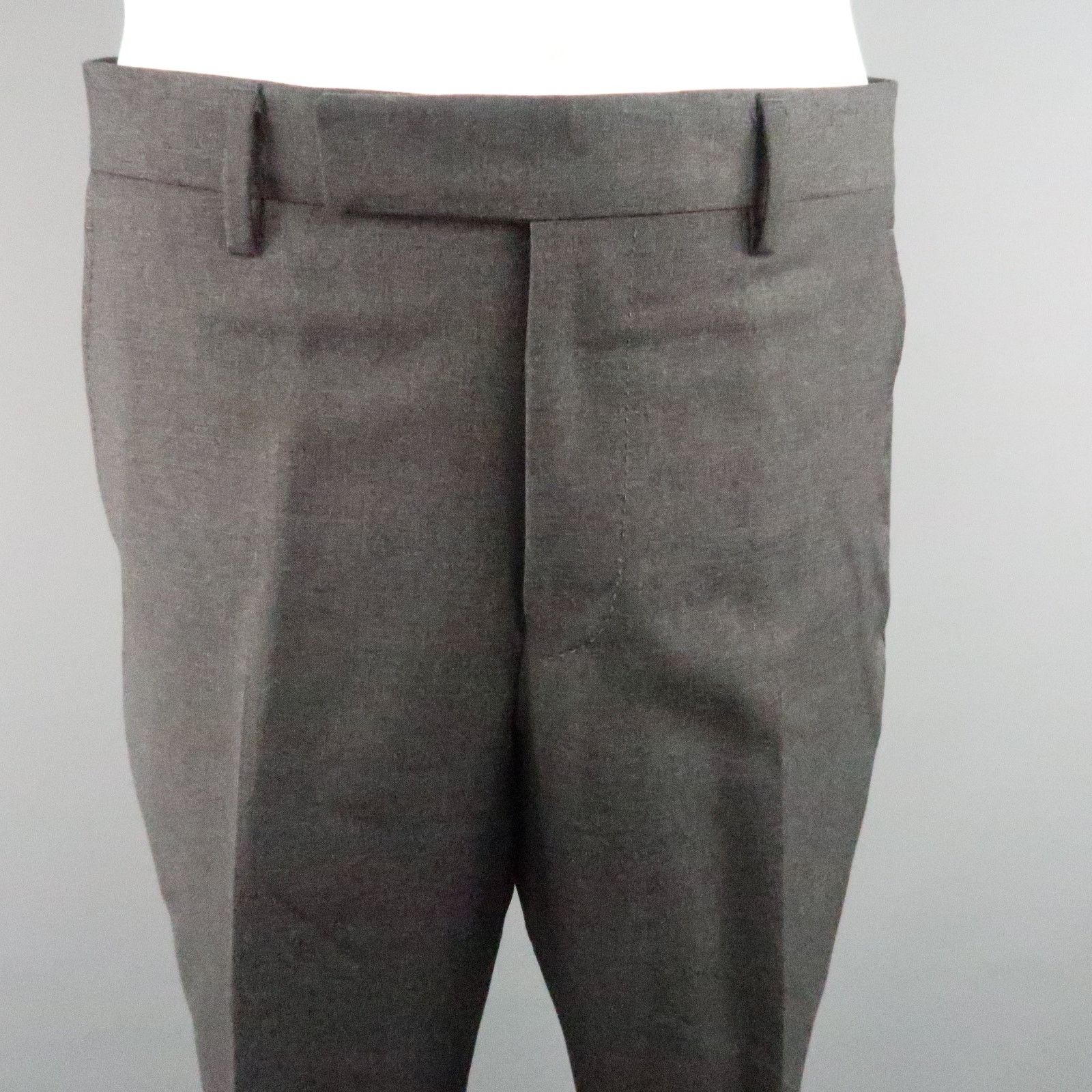 Lanvin LANVIN 40 Short Charcoal Wool Satin Trim Peak Lapel Suit Size 40R - 11 Thumbnail