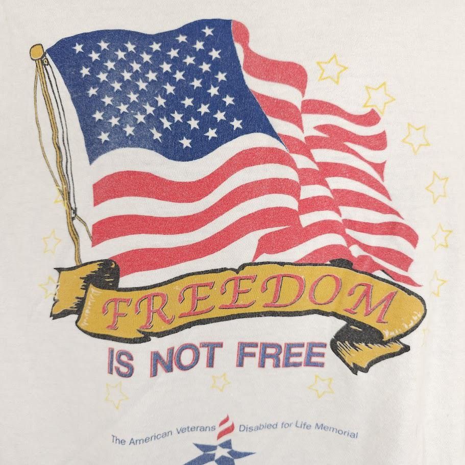 Vintage Vintage Freedom Is Not Free T Shirt Mens Size Large White Size US L / EU 52-54 / 3 - 2 Thumbnail